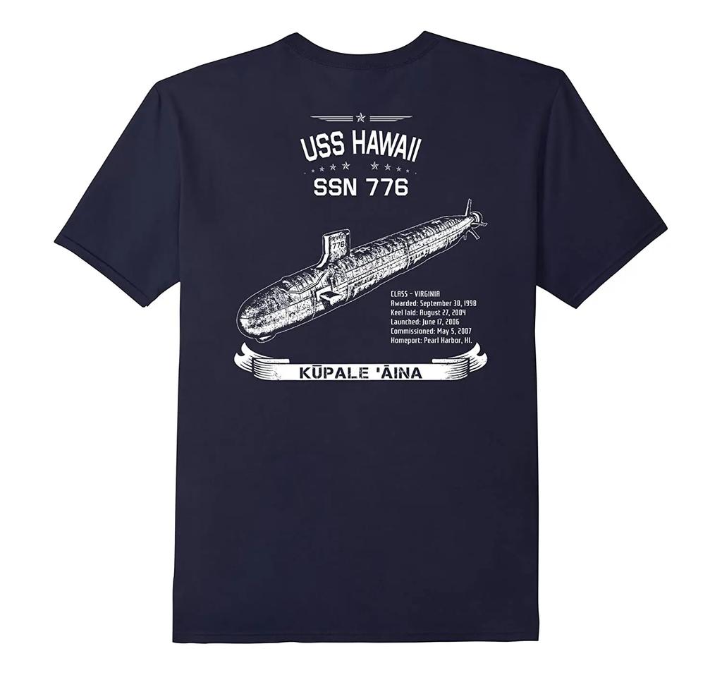 Virginiaclass USS Hawaii SSN 776 Attack Submarine TShirt 100 Cotton ONeck Short Sleeve Summer Casual Mens Tshirt