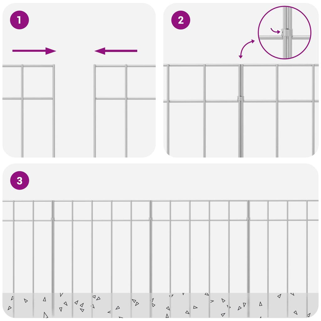 Garden Fence Panel 48 pcs Galvanized Steel Silver