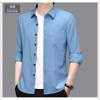 Smooth Anti-pilling Mulberry Silk Men's Long-sleeved Shirt Spring and Autumn New Striped Shirt No Ironing
