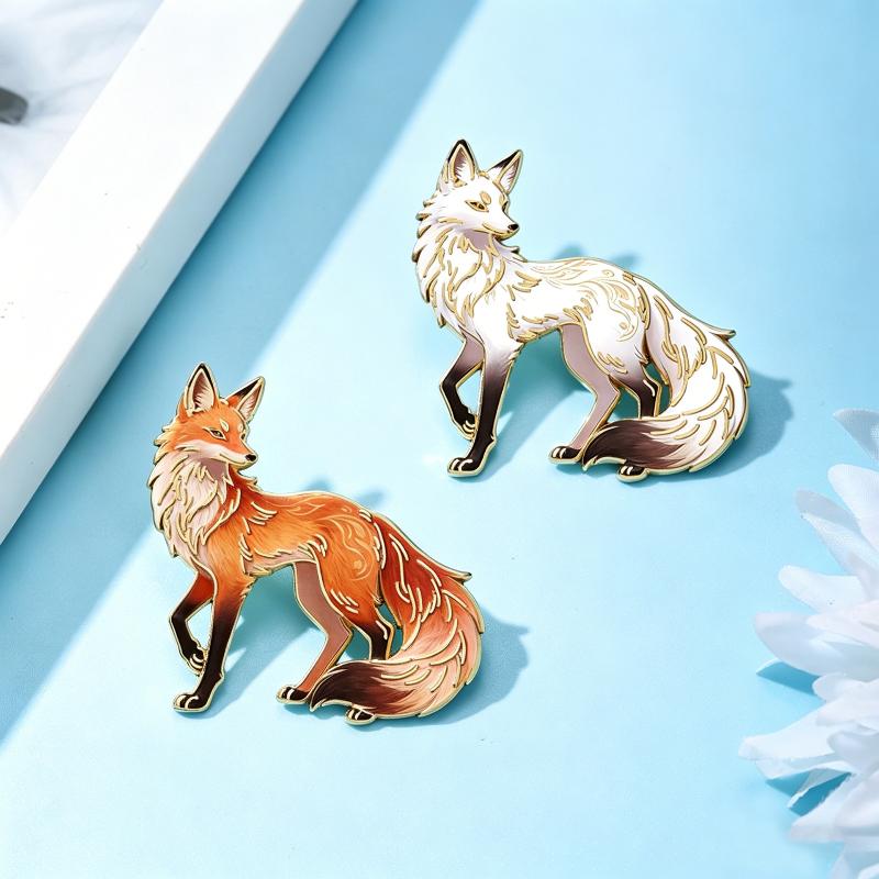Cartoon-Fuchs-Anstecker Emaille Niedlicher Fuchs Tier Metall-Anstecker Für Kleidung Rucksack Revers-Abzeichen Brosche Geschenke für Freunde