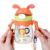 Kids' Cartoon Colorful Straw Water Bottle with Handle Strap - Portable Outdoor Plastic Cup