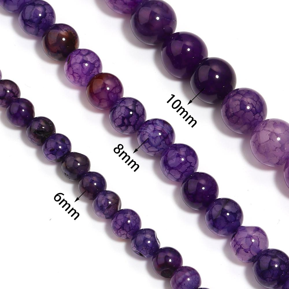 6/8/10mm Natural Stone Purple Dragon Agate Beads Round Loose Spacer Beads For Jewelry Making DIY Bracelet Necklace Accessories