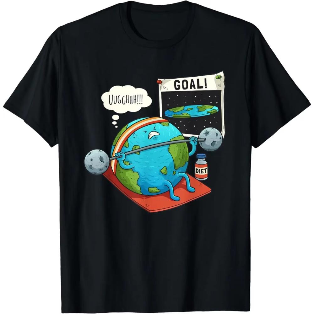 

Смешная футболка с мемом о фитнес-цели плоской Земли, для тренировок в спортзале, мужская одежда, топы, графические футболки, уличная одежда, camisas S бежевый