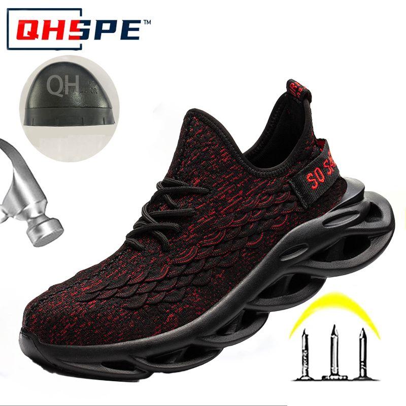 

High Quality Safety Shoes Breatheable Male sneakers Steel Toe men shoes Anti Smashing Anti Piercing working shoes protection 48 красный