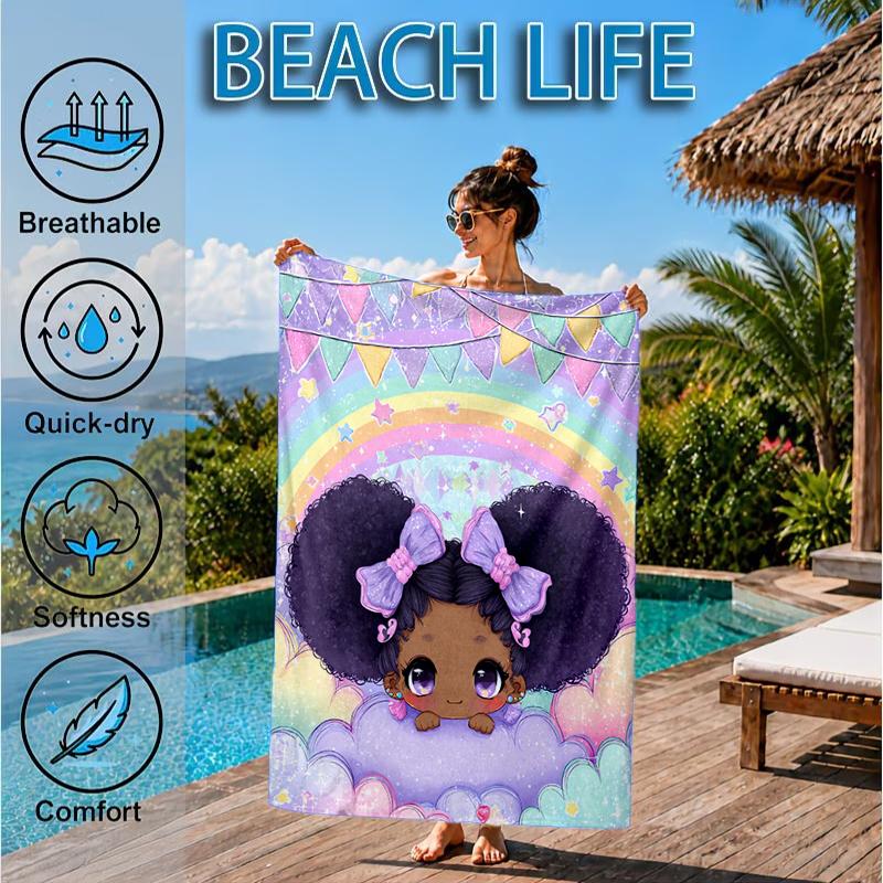 Black Princess Magic Celebration Beach Towel, Microfiber Beach Towel, Perfect For Pool, Beach, Travel, Home Decor Beach Party Fan gifts