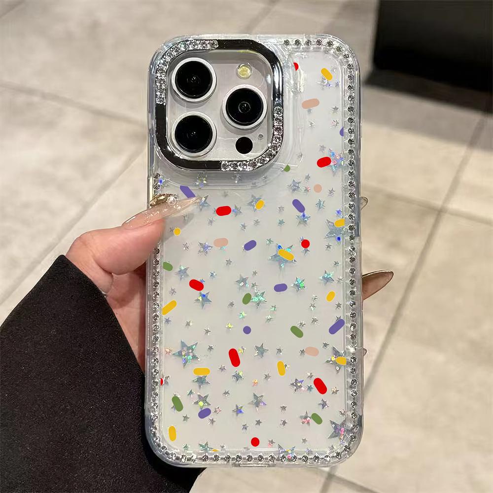 Color polka dot diamond phone case suitable for iPhone 17 16 15 14 13 12 11 Pro/Max/Plus anti drop and shockproof back cover
