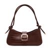 Vintage Half-moon Underarm Bag Stone Pattern Large Capacity PU Leather Shoulder Bag Handbag Fashion Rectangle Armpit Bag Unisex