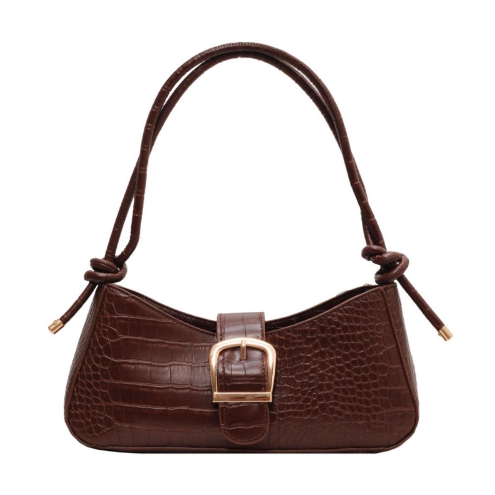 

Stone Pattern Half-moon Underarm Bag Vintage Rectangle Armpit Bag PU Leather Shoulder Bag Girls кофейный