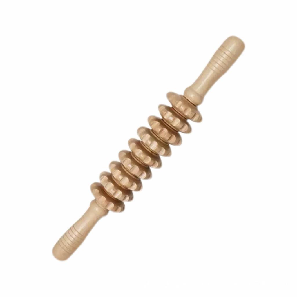 Beech Wood Rolling Pin Massager for Whole Body Gua Sha Therapy and Meridian Massage with Eight and Ten Beads