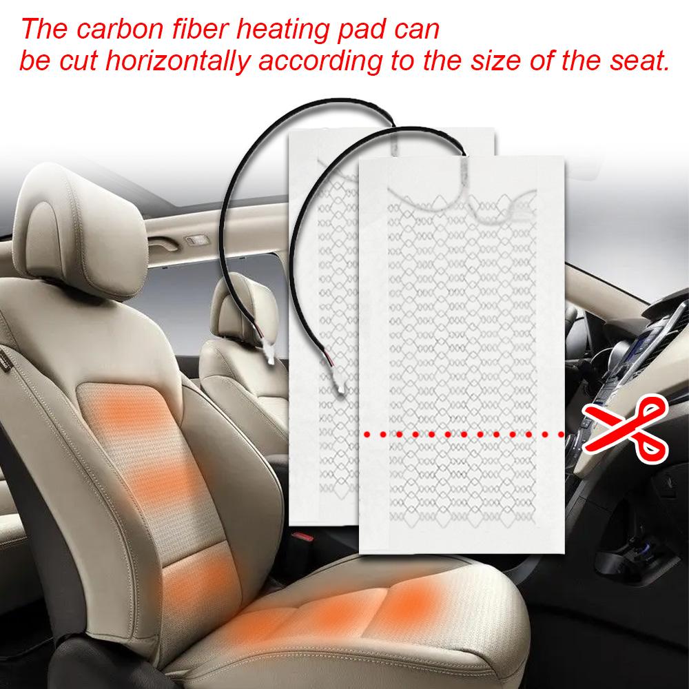 4Pcs Universal Car Seat Heater 12V Carbon Fiber Heat Pads 3 Levels Dual Square Control Switch With Harness As Winter