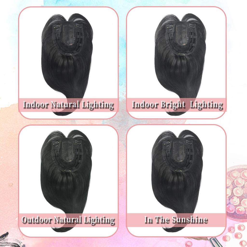 14 Inches Top Piece Clip In Synthetic Hair Toppers Hair Pieces with Bangs for Women with Thinning Hair
