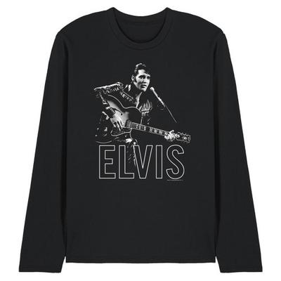 Elvis Presley Unisex Adult Guitar In Hand Long-Sleeved T-Shirt