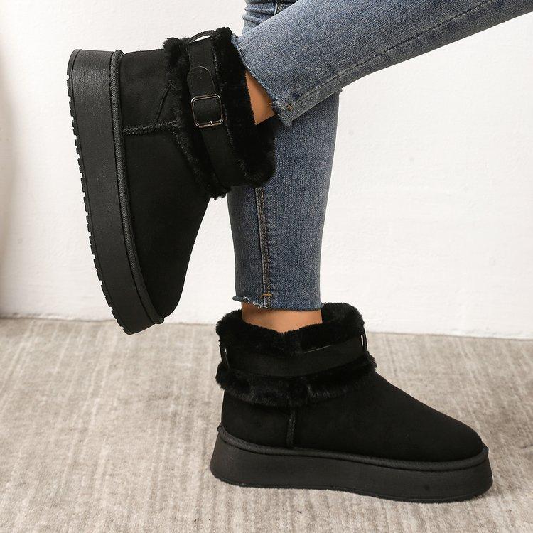 Women's Padded Lining Soft Thick Soles Heightening Home Outdoor Thickened Warm Lightweight Comfortable Stirrups Cotton Shoes Snow Boots