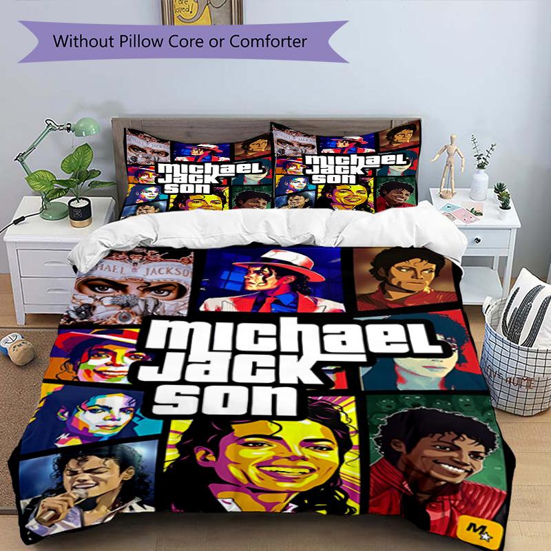 3pcs Duvet Cover Set (1*Duvet Cover + 2*Pillowcase, Without Core), Michael Jackson Print Bedding Set, Bedroom Decor, All‑Season, Birthday Gift
