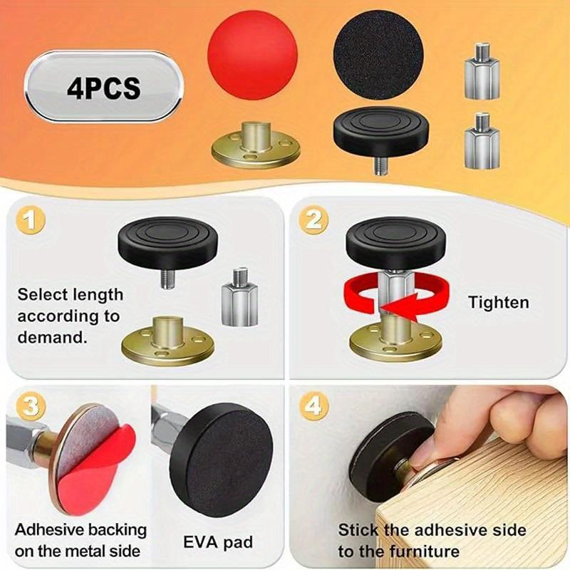 4pcs 84-110 Adjustable Threaded Frame Tool Headboard Stoppers Bedside Headboards