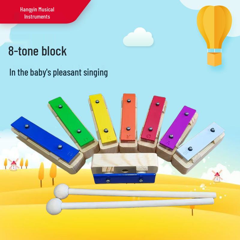 8-Tone Wooden Orff Sound Block: Children's Hand-Knocking Piano Music Teaching Aid for Kindergarten