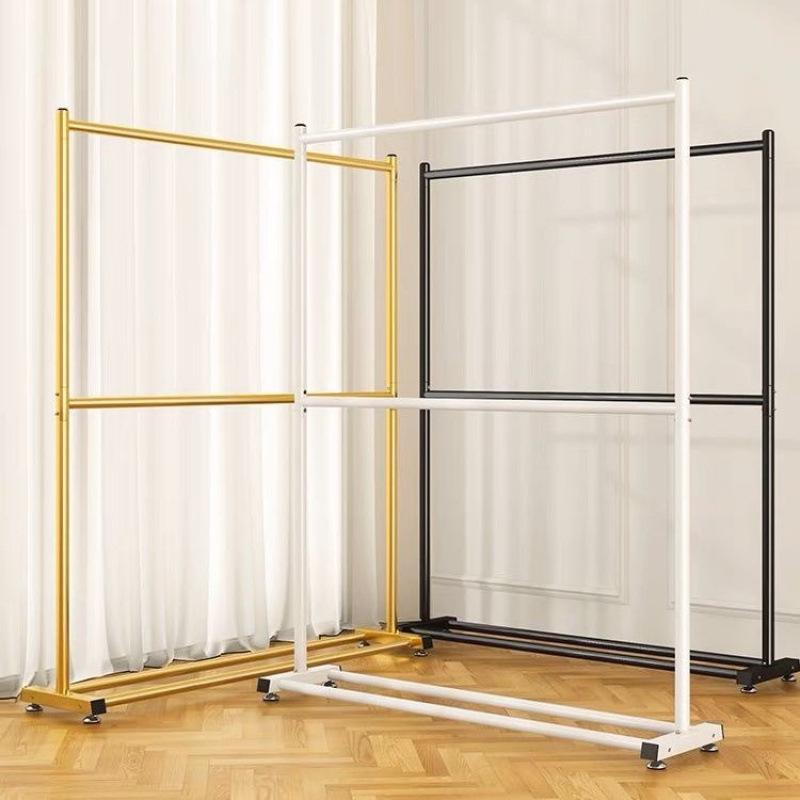 Movable Double-Layer Drying Rack with Wheels for Indoor and Balcony Use