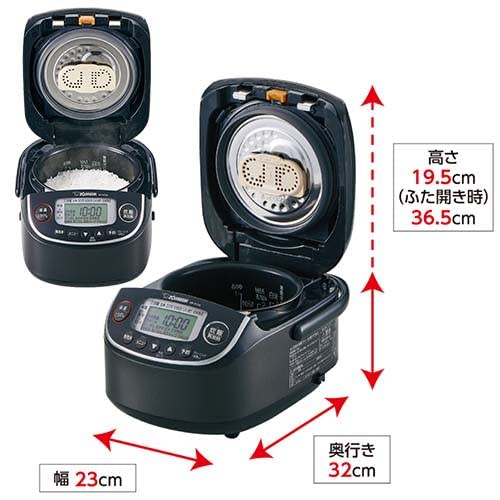 Zojirushi Mahobin Rice Cooker 3 Cups Pressure IH Type Extreme Cooking Platinum Thick Pot Black NP-RT05-BA