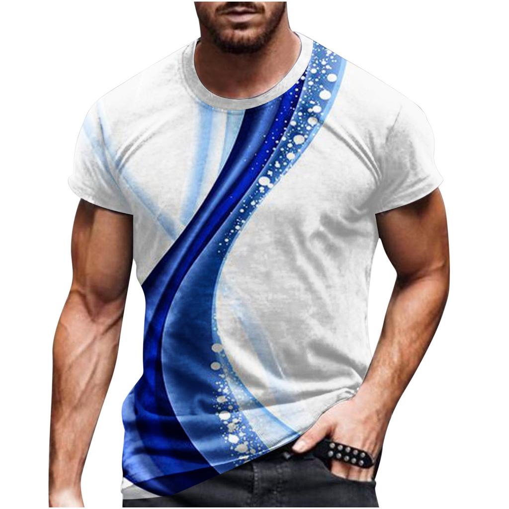 Sommer Rundhals 3D Linienverlauf Druck Top Modische Lässige Kurzarm Herren T-Shirts