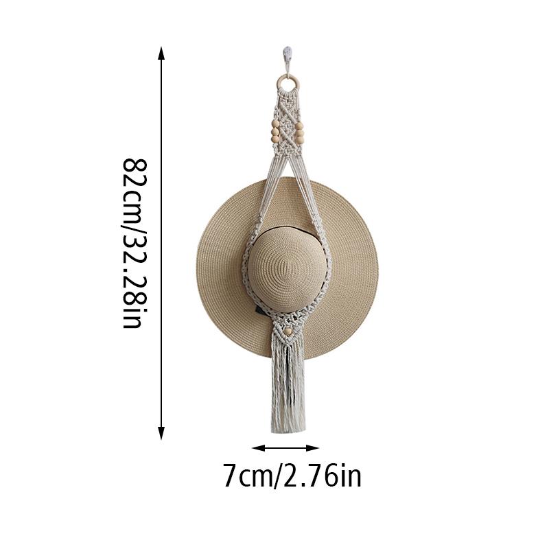1PC Home Multi-layer Hanging Wall Storage Clip Braided Hat Rack Hanging Hat Tassels Cotton Rope