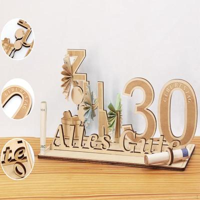 Décoration de bureau pour 30e anniversaire, ornement de Table, texte allemand, panneau en bois, porte-cadeau d'argent