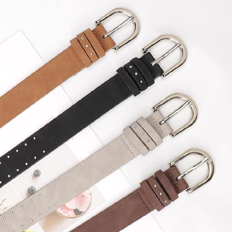 Adjustable Solid Color PU Belt For Women Jeans Waist Strap Simple Belt Fashion Stylish Studded Design