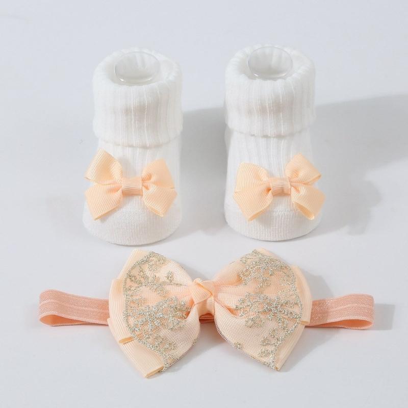 Baby Strick Socken Kopfbedeckung Prinzessinnen Stil Baby Mädchen Stirnband Socken Modische Haaraccessoires für Säuglinge & Babys