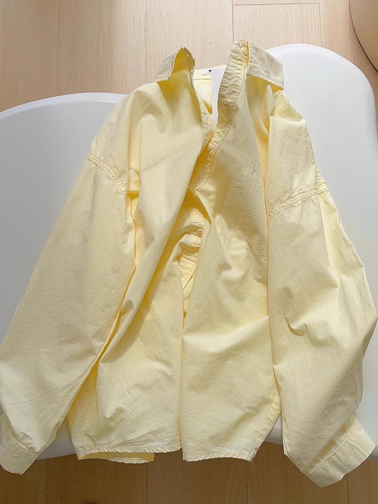 Women's Simple Sweet Pure Cotton Long Sleeve Shirt for Spring, Autumn & Winter