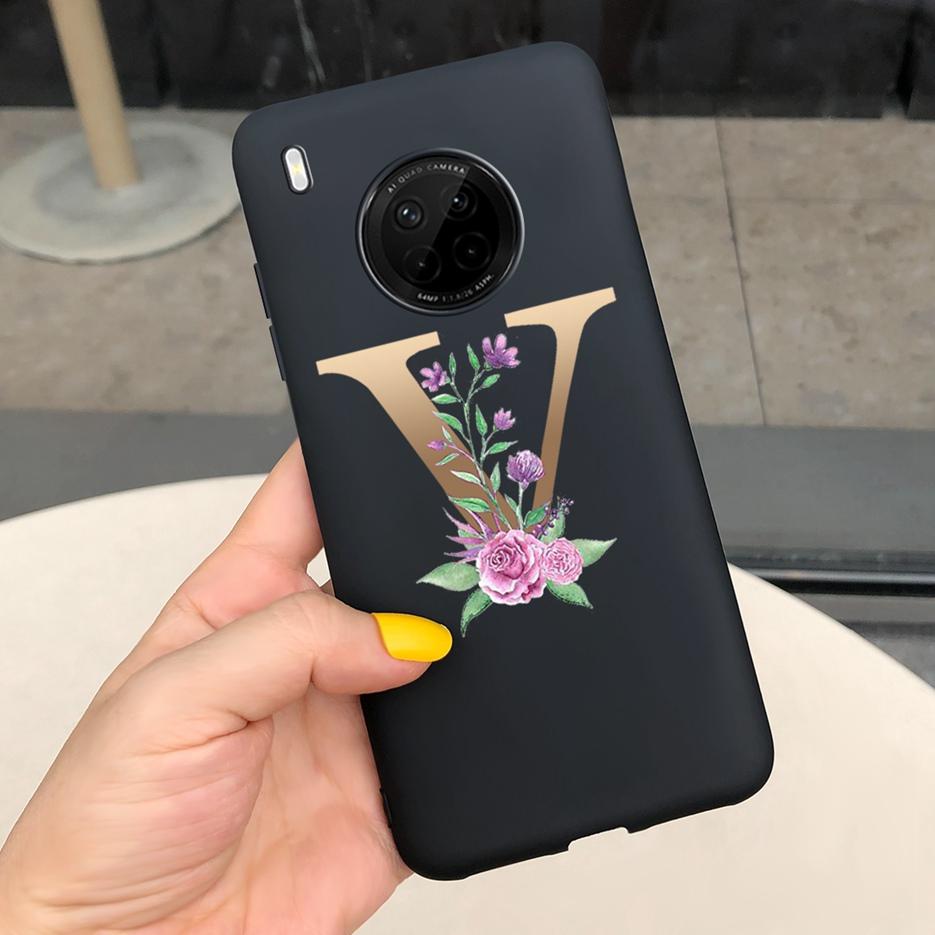 For Huawei Y9a 2020 Case 6.63'' Cute 26 Letters Cover Case For Huawei Y9a Y 9a Soft TPU Fundas HuaweiY9a Shockproof Phone Bumper