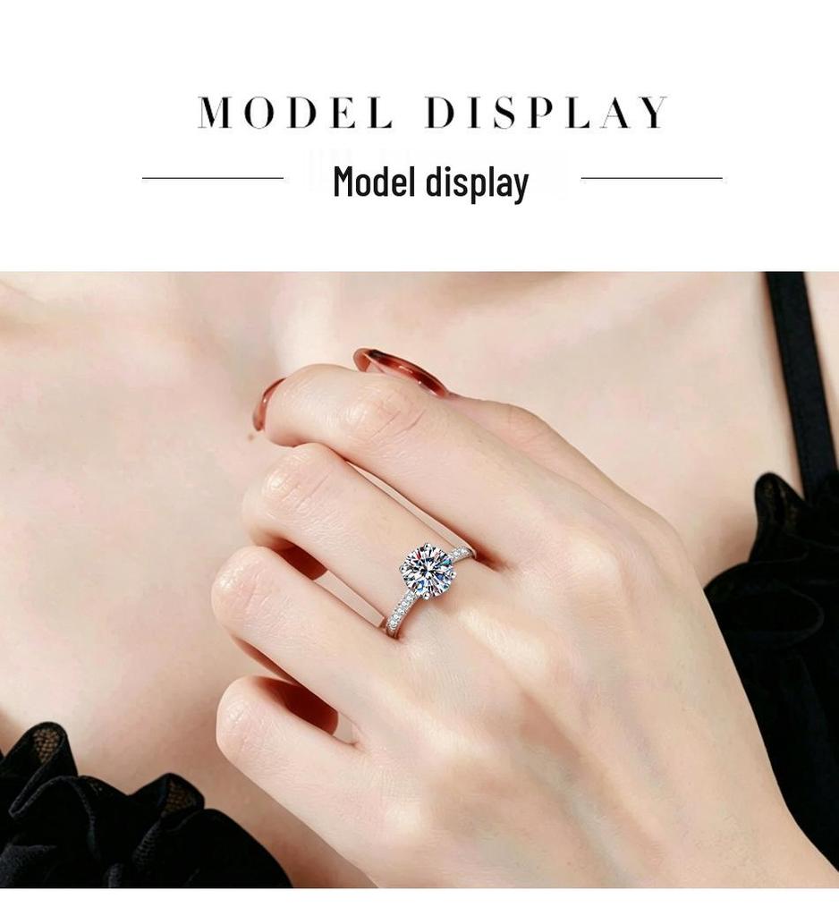 S925 Sterling Silver D Color Classic 1 Carat Moissanite Engagement Ring for Women