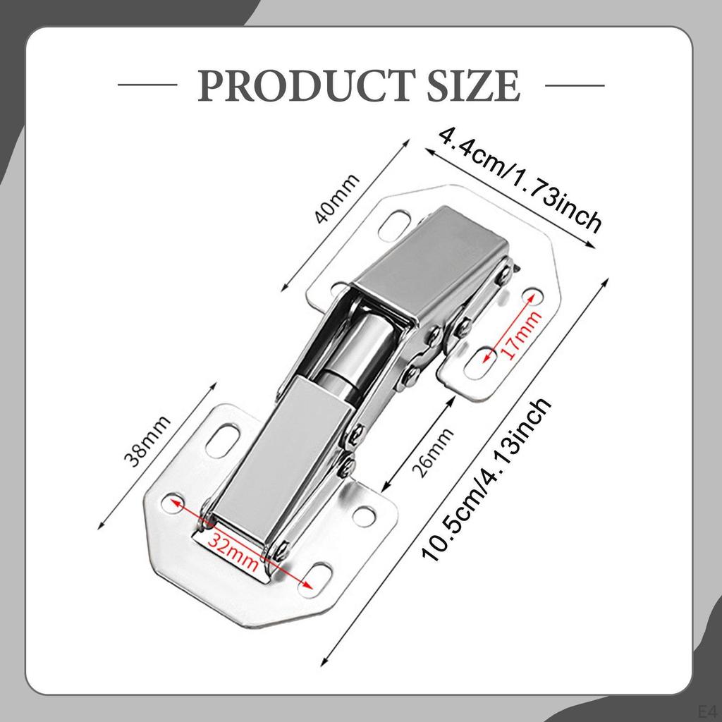 2 Pieces Cabinet Hinges Close Hinge Accessories Frameless Versatile Simple Assembly