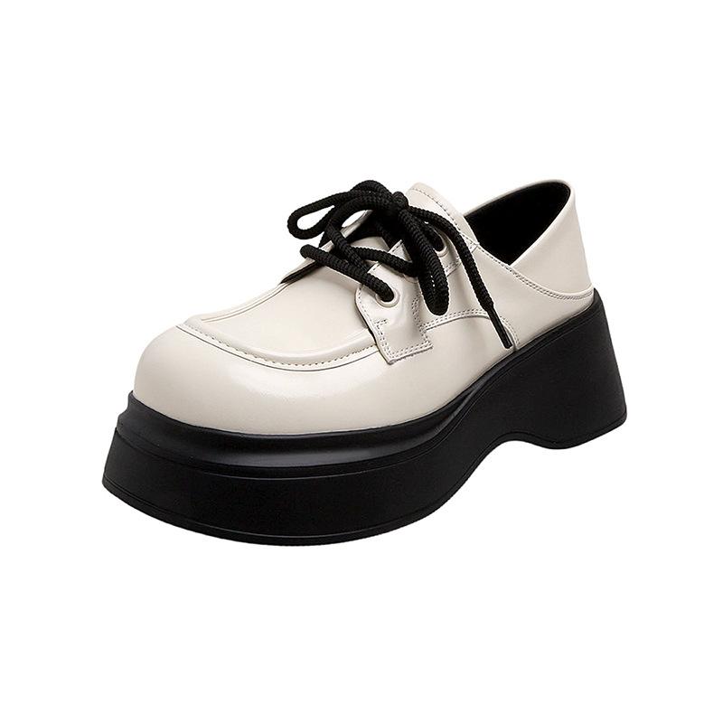 

Версия из коровьей кожи~ Весенние новые универсальные лоферы, туфли-одинарки, стиль колледжа, черные Мэри Джейн, на платформе, из маленькой кожи 39