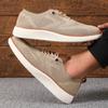 New Men's Classic Walking Shoes Summer Knitted Mesh Breathable Flat Shoes Lightweight Soft Sole Solid Color Lace Up Casual Shoes