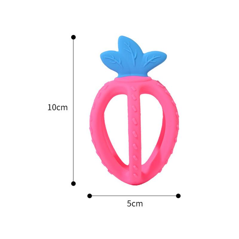 Baby Hand Grab Ball Teether Baby Silicone Strawberry Soothing Chew Child Spherical Molar Stick Toy