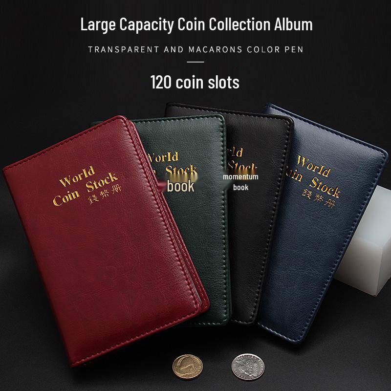 120-Pocket Large Capacity Leather Coin Album for Silver Dollar and Commemorative Coins