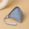 New Mini Triangle Coin Purse Canvas with Lanyard Coin Change Wallet Portable Earphone Bag
