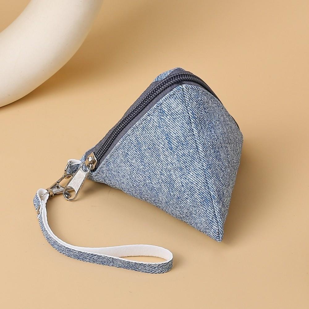 New Mini Triangle Coin Purse Canvas with Lanyard Coin Change Wallet Portable Earphone Bag