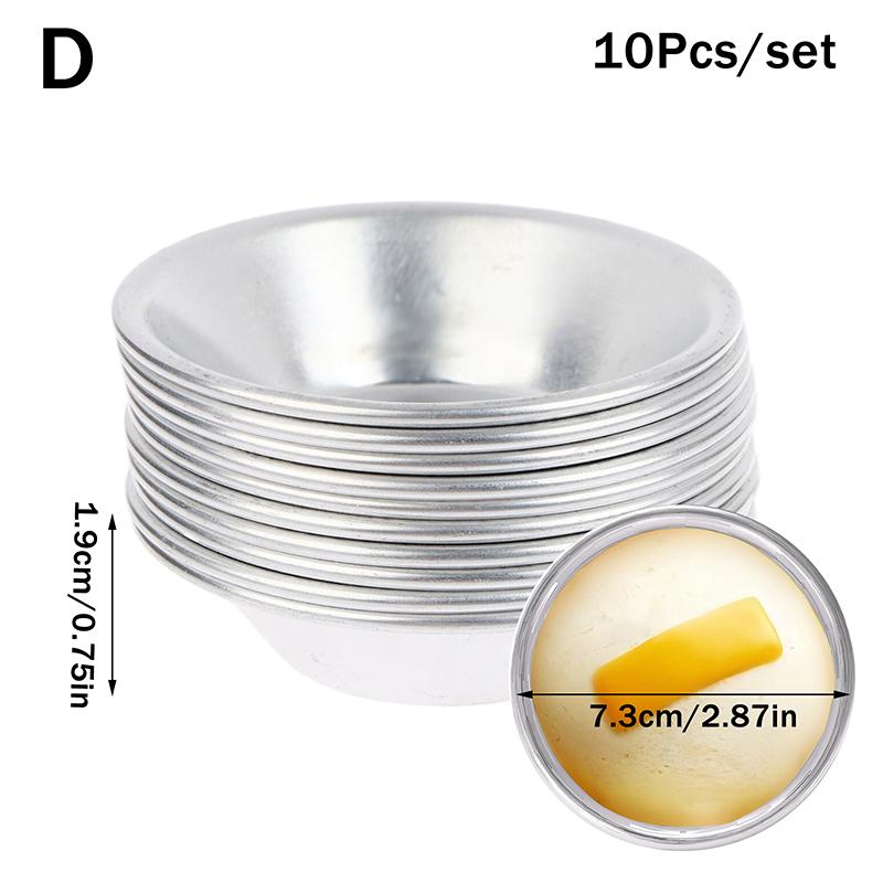 10Pcs Puto Cake Mold Aluminum Alloy Egg Tart Cup Cupcake Kitchen Baking Mold Mini Round Baking Oven Pan Pastry Dessert Mould