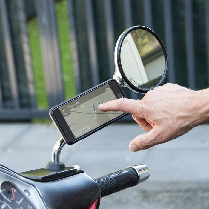 SP CONNECT Mirror Mount SPC+ | Motorcycle Mirror Smartphone Mount | 53136 Black/White