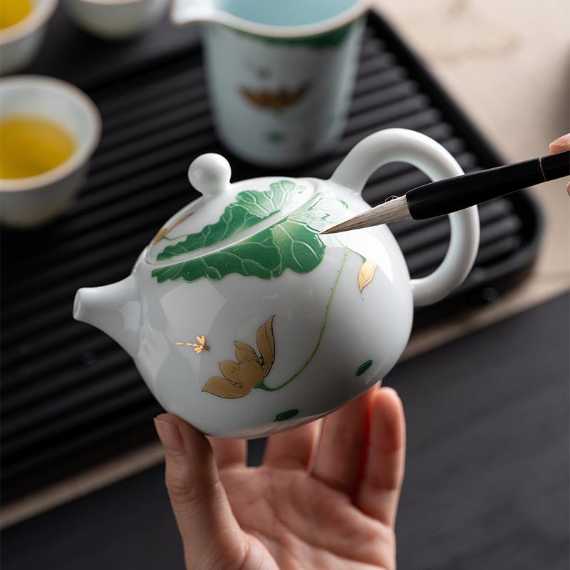 Hand-painted Xishi Teapot Kung Fu Travel Tea Set, Teacup Tea Tray Set, High-end Company Business Festival Commemorative Gifts