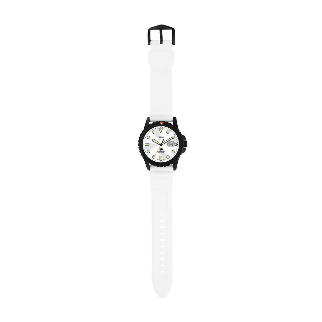 FOSSIL BLUE Date White Silicone Watch Three-Hand