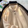 Men's Korean & Japanese Style Thickened Lapel Sweater - Trendy Winter Knitwear with a Relaxed Fit
