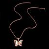 Gorgeous butterfly shape design October Birthstone Natural Opal 18K rose gold and silver pendant necklace Women and girl gift