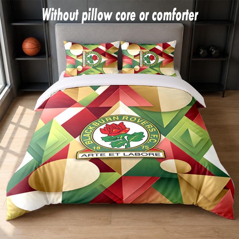 Blackburn Rovers Football Design Bed Bedding Set 1 Duvet Cover + 2 Pillowcases Soft Breathable Household Bed Linens
