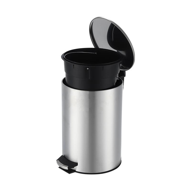 Stainless Steel Trash Can with Lid Foot Pedal Mute Slowly Down Living Room Bedroom Kitchen Garbage Bin