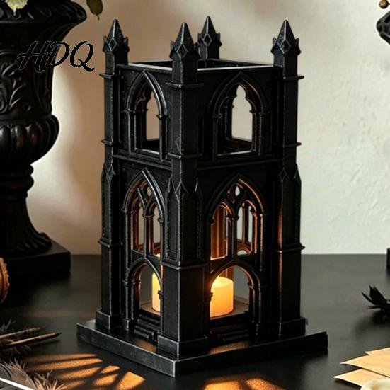 Modernes Wohnzimmerdekor Gotische Kathedrale LED-Kerzenlaterne Kirchenförmige flammlose Teelichtlampe Handgefertigtes Handwerk Ornament Gruselig Vintage