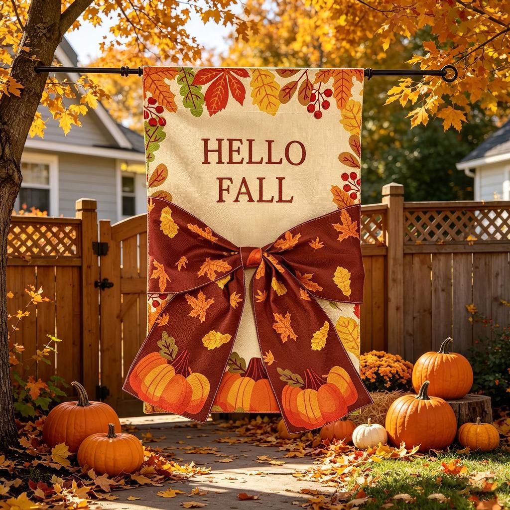 Garden Flag with Digital Print Fall Leaves - Double Sided Decorative Yard Flag