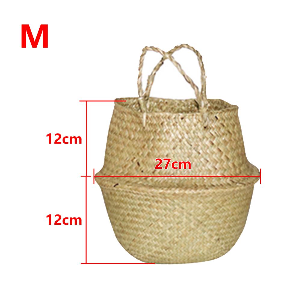 Seaweed Woven Flower Basket Woven Belly Basket Woven Basket Storage Basin Belly Basket Storage Flower Pot Basket