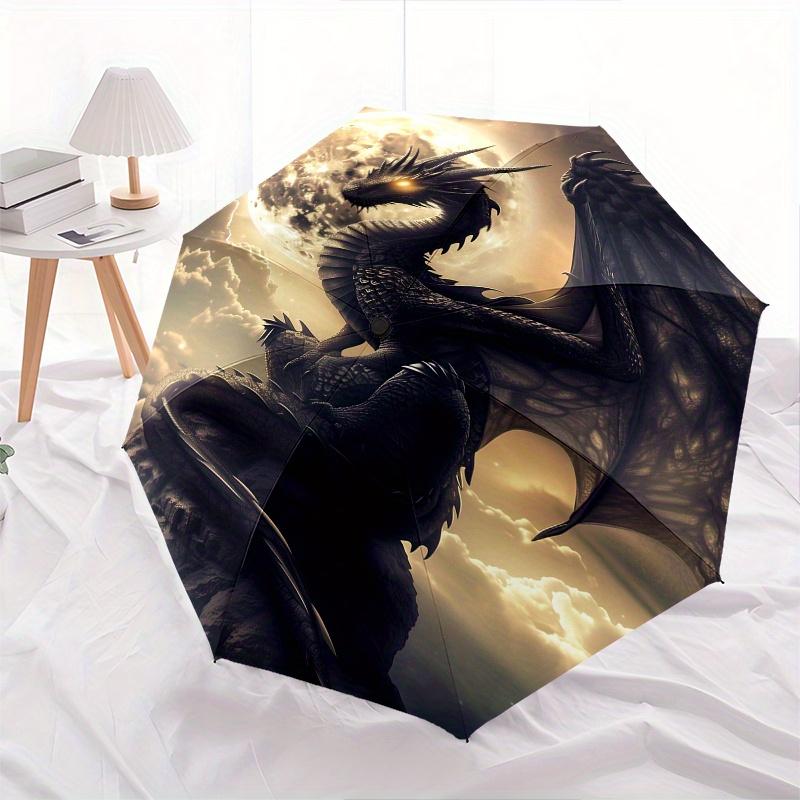 Dragon Moon Theme 8 Bone Hand Automatic Folding Fashion umbrella, Compact and Portable Design, A Perfect Gift for Birthday, Christmas or Bus