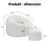 Soft Flower-Shaped Bean Bag Chair for Adults with Footstool, Vacuum-Packed Without Assembly, Ideal for Living Room, Bedroom & Balcony, Cream White